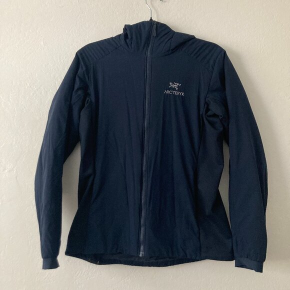 Arc'teryx Atom LT Hooded Women's Windbreaker Jacket Full Zip Navy Blue Small - Picture 1 of 13